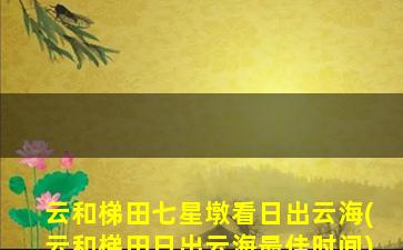 云和梯田七星墩看日出云海(云和梯田日出云海最佳时间)